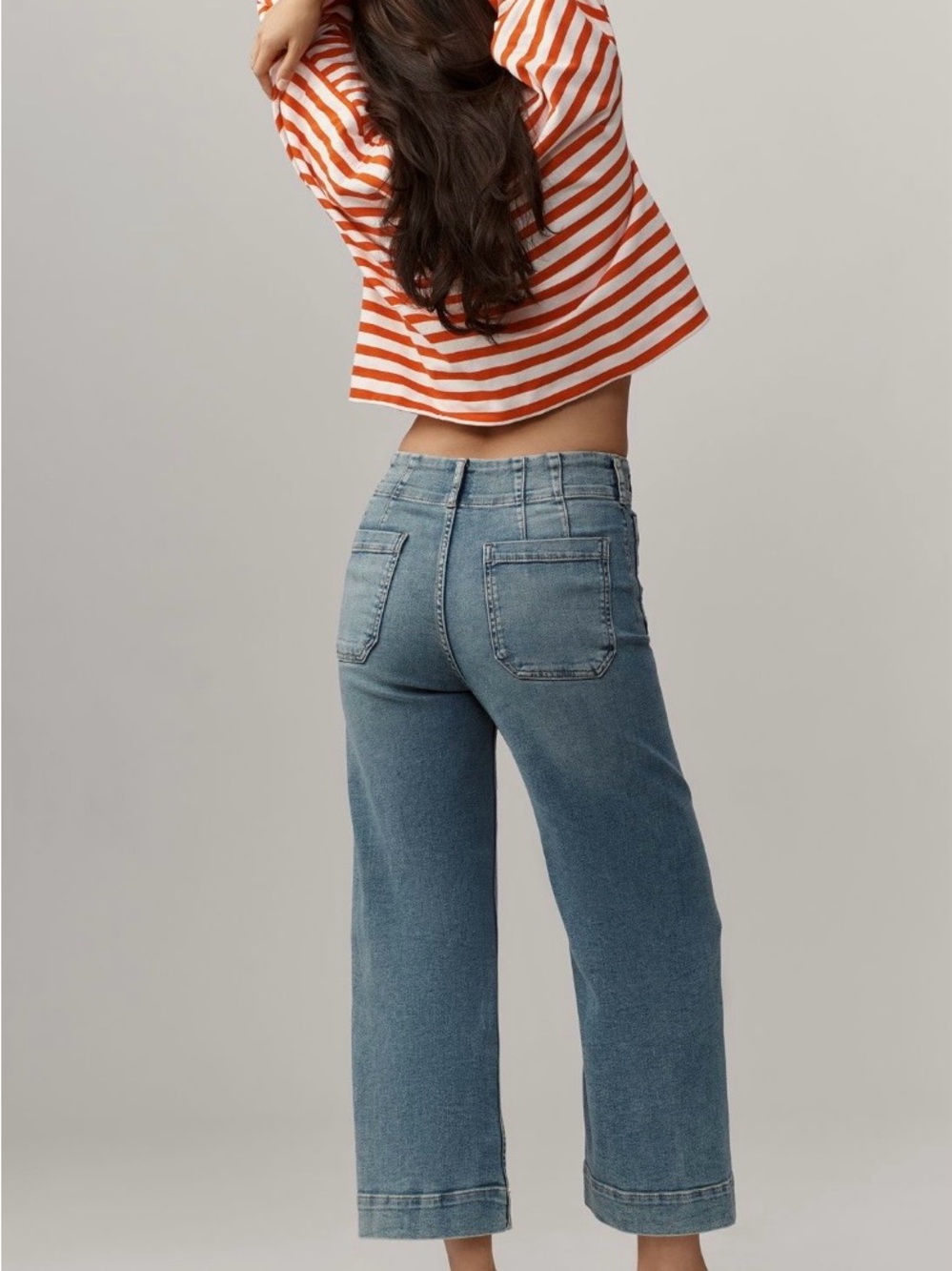 Popular Anthro Colette Crop High-Rise Wide-Leg Jeans, Sz 30 Light Blue by Maeve - Picture 4 of 7